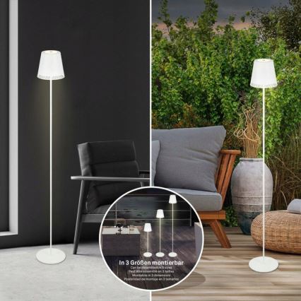 Briloner 1438016 - LED Prigušiva dodirna stojeća lampa 3u1 LED/3,5W/5V IP44 3000K 38-130 cm bela