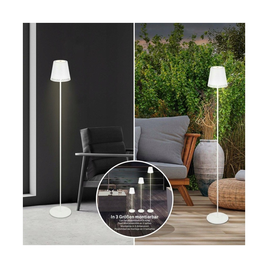 Briloner 1438016 - LED Prigušiva dodirna stojeća lampa 3u1 LED/3,5W/5V IP44 3000K 38-130 cm bela