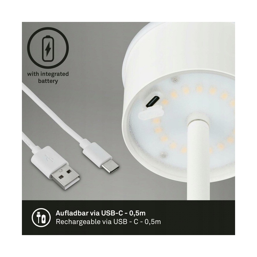 Briloner 1438016 - LED Prigušiva dodirna stojeća lampa 3u1 LED/3,5W/5V IP44 3000K 38-130 cm bela