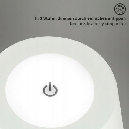 Briloner 1438016 - LED Prigušiva dodirna stojeća lampa 3u1 LED/3,5W/5V IP44 3000K 38-130 cm bela