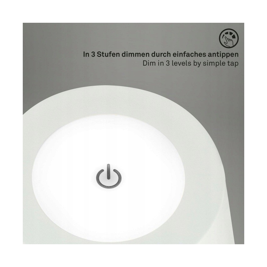 Briloner 1438016 - LED Prigušiva dodirna stojeća lampa 3u1 LED/3,5W/5V IP44 3000K 38-130 cm bela