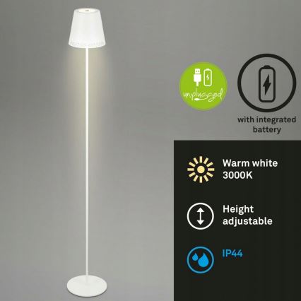 Briloner 1438016 - LED Prigušiva dodirna stojeća lampa 3u1 LED/3,5W/5V IP44 3000K 38-130 cm bela