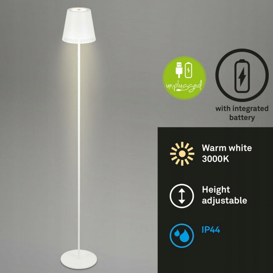 Briloner 1438016 - LED Prigušiva dodirna stojeća lampa 3u1 LED/3,5W/5V IP44 3000K 38-130 cm bela