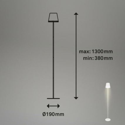 Briloner 1438016 - LED Prigušiva dodirna stojeća lampa 3u1 LED/3,5W/5V IP44 3000K 38-130 cm bela