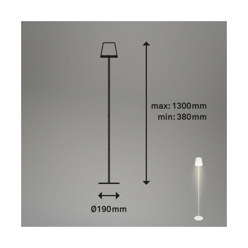 Briloner 1438016 - LED Prigušiva dodirna stojeća lampa 3u1 LED/3,5W/5V IP44 3000K 38-130 cm bela