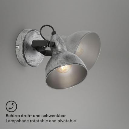 Briloner 2049-014 - Zidna reflektorska lampa RETRO 1xE14/40W/230V sivo