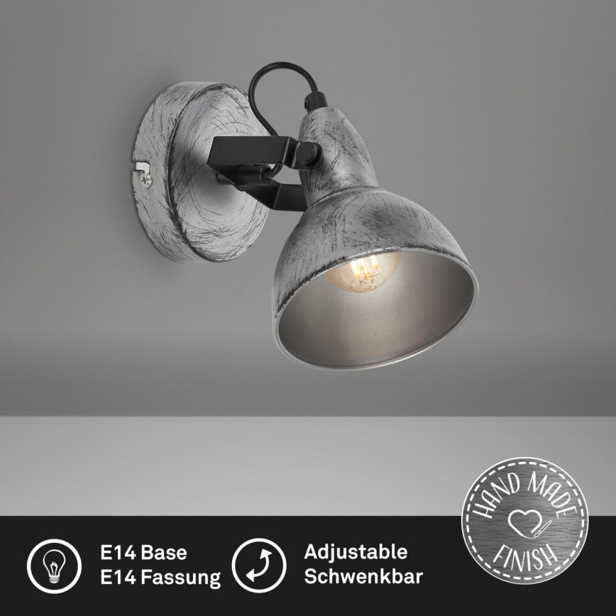 Briloner 2049-014 - Zidna reflektorska lampa RETRO 1xE14/40W/230V sivo