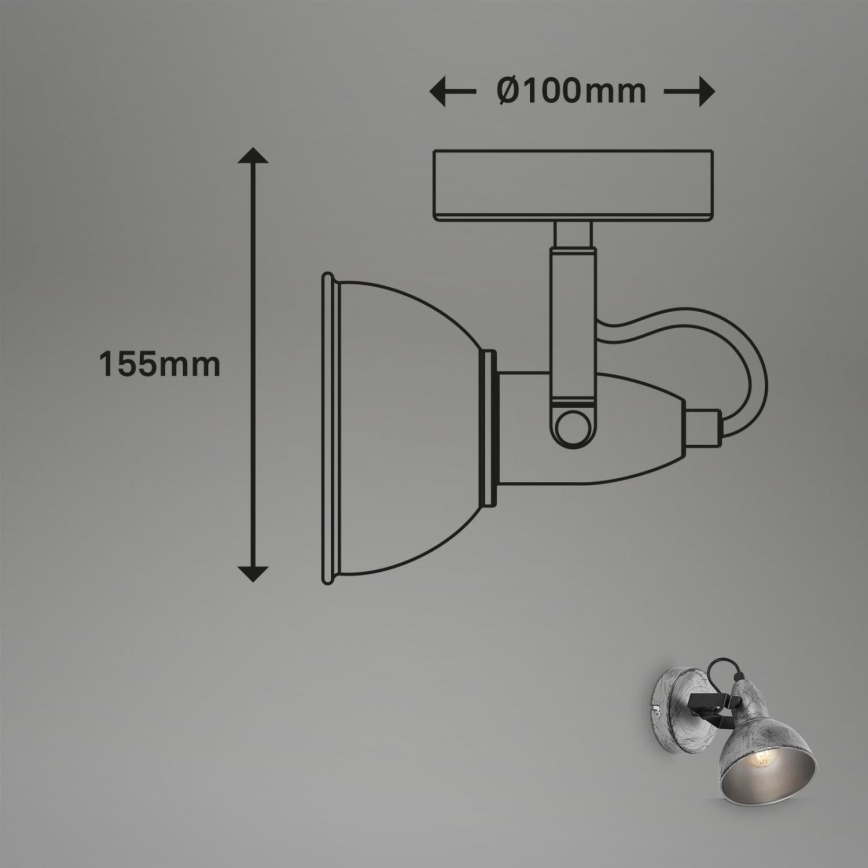 Briloner 2049-014 - Zidna reflektorska lampa RETRO 1xE14/40W/230V sivo