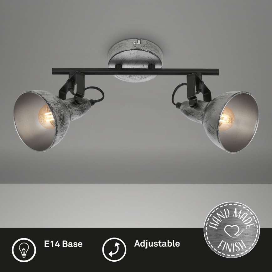 Briloner 2049-024 - Reflektorska lampa RETRO 2xE14/40W/230V sivo