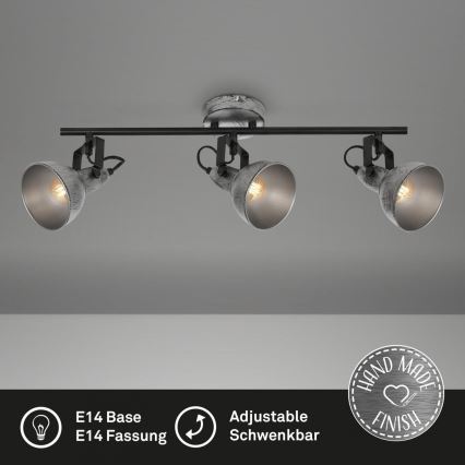Briloner 2049-034 - Reflektorska lampa RETRO 3xE14/40W/230V sivo