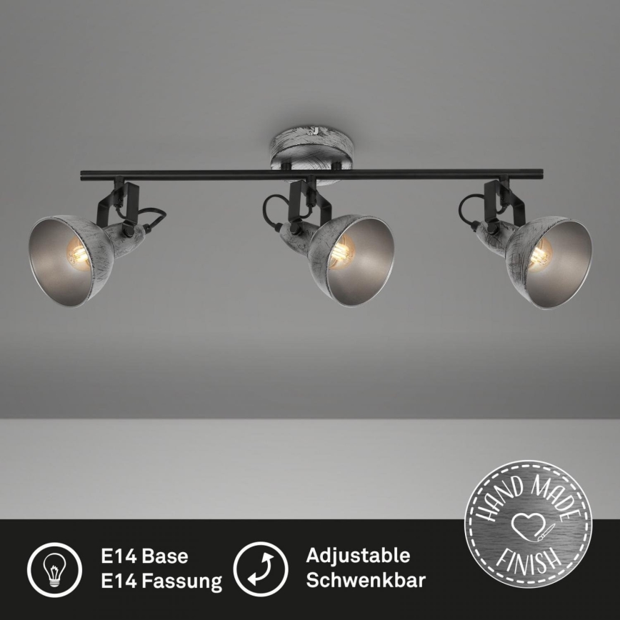 Briloner 2049-034 - Reflektorska lampa RETRO 3xE14/40W/230V sivo