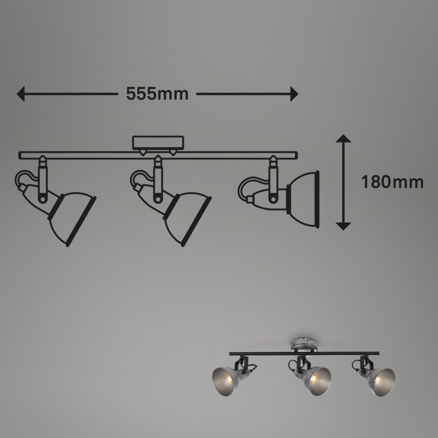 Briloner 2049-034 - Reflektorska lampa RETRO 3xE14/40W/230V sivo
