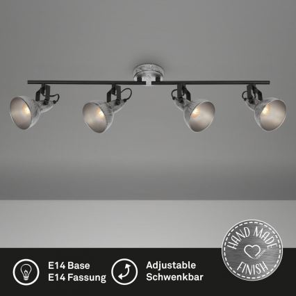 Briloner 2049-044 - Reflektorska lampa RETRO 4xE14/40W/230V sivo