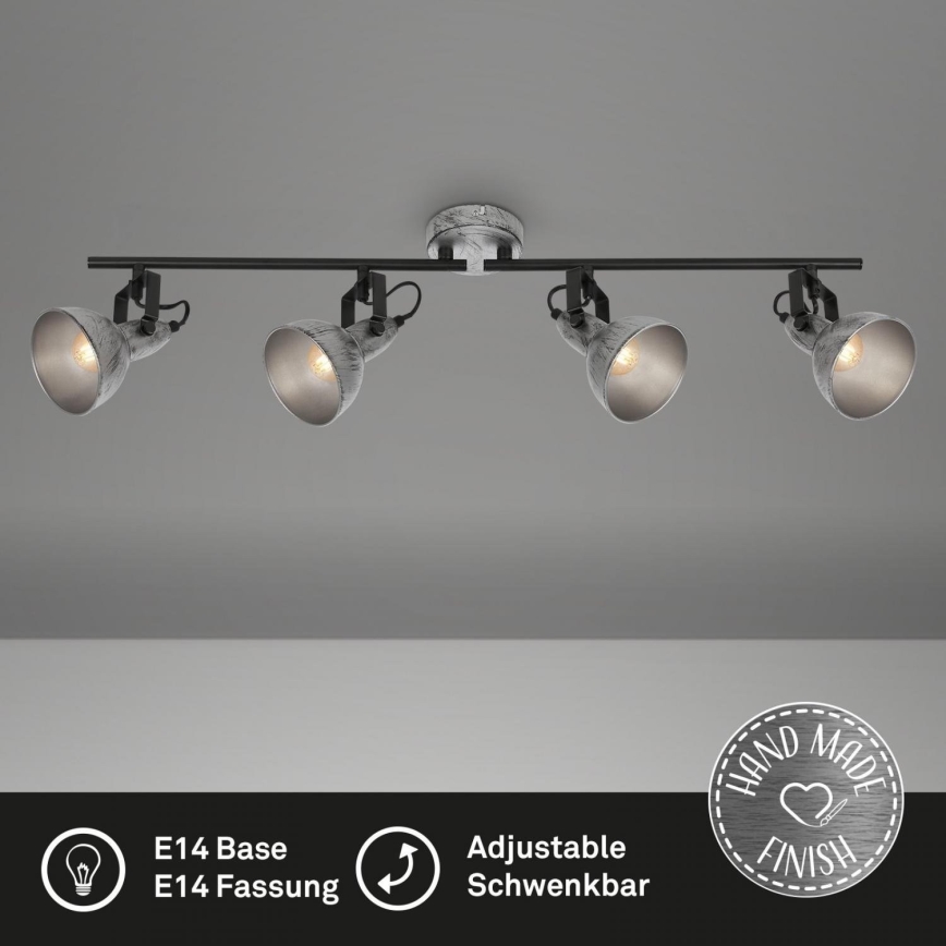 Briloner 2049-044 - Reflektorska lampa RETRO 4xE14/40W/230V sivo