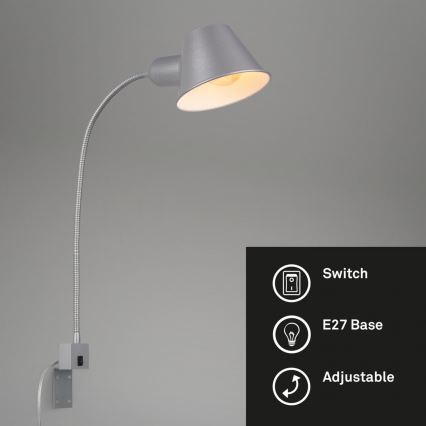 Briloner 2079-014 - Fleksibilna zidna lampa 1xE27/10W/230V srebrno