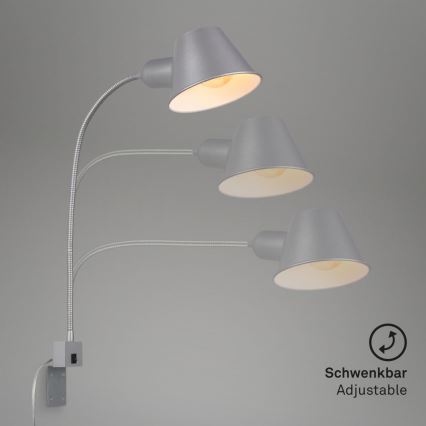 Briloner 2079-014 - Fleksibilna zidna lampa 1xE27/10W/230V srebrno