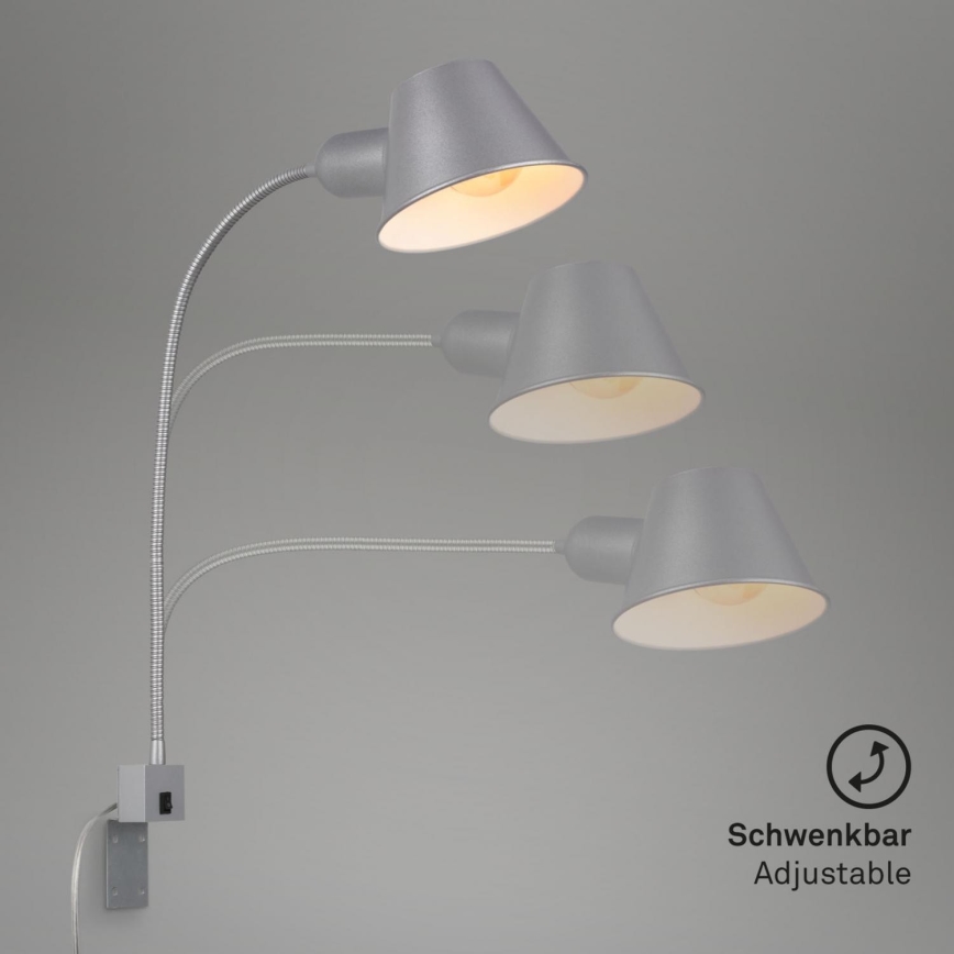 Briloner 2079-014 - Fleksibilna zidna lampa 1xE27/10W/230V srebrno