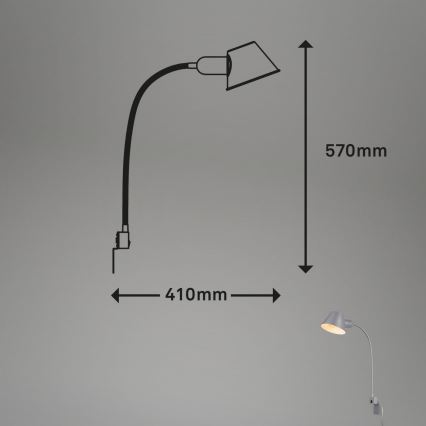 Briloner 2079-014 - Fleksibilna zidna lampa 1xE27/10W/230V srebrno