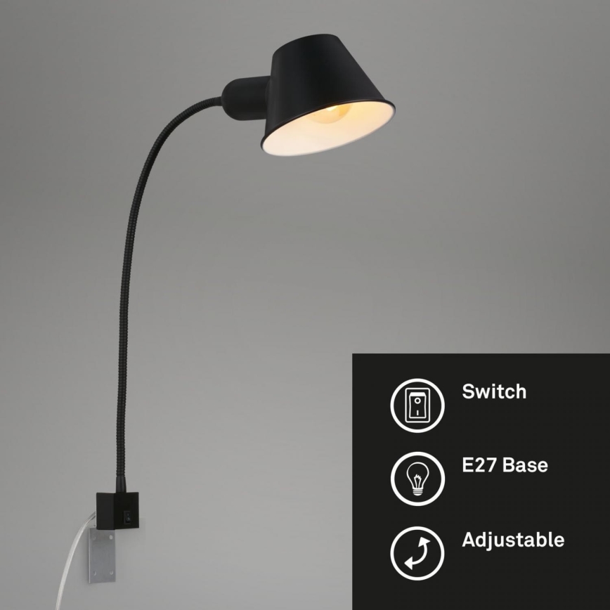 Briloner 2079-015 - Fleksibilna zidna lampa 1xE27/10W/230V crno