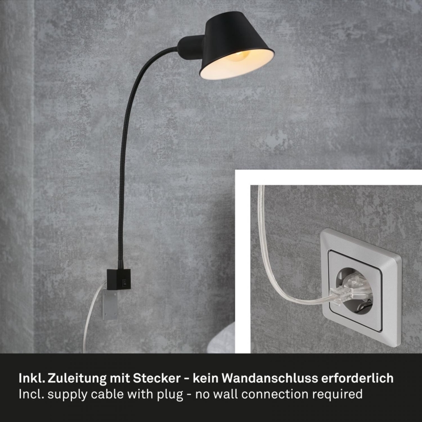 Briloner 2079-015 - Fleksibilna zidna lampa 1xE27/10W/230V crno