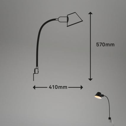 Briloner 2079-015 - Fleksibilna zidna lampa 1xE27/10W/230V crno