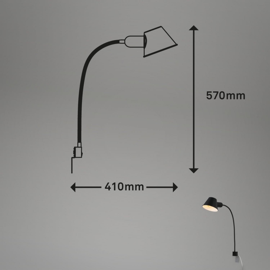 Briloner 2079-015 - Fleksibilna zidna lampa 1xE27/10W/230V crno