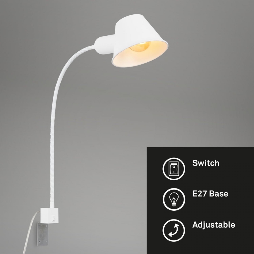 Briloner 2079-016 - Fleksibilna zidna lampa 1xE27/10W/230V bela