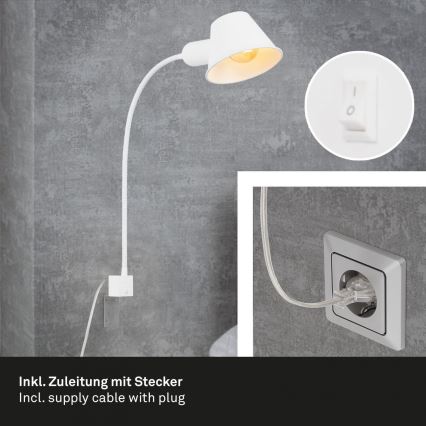 Briloner 2079-016 - Fleksibilna zidna lampa 1xE27/10W/230V bela