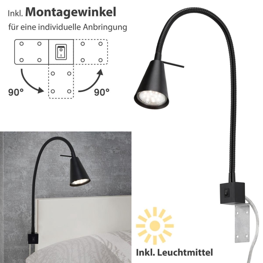 Briloner 2080-015 - LED Zidna lampa COMFORT LIGHT 1xGU10/5W/230V crno