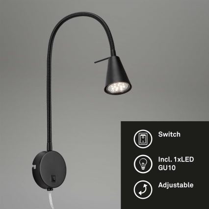 Briloner 2082-015 - LED Zidna lampa COMFORT LIGHT 1xGU10/5W/230V crno