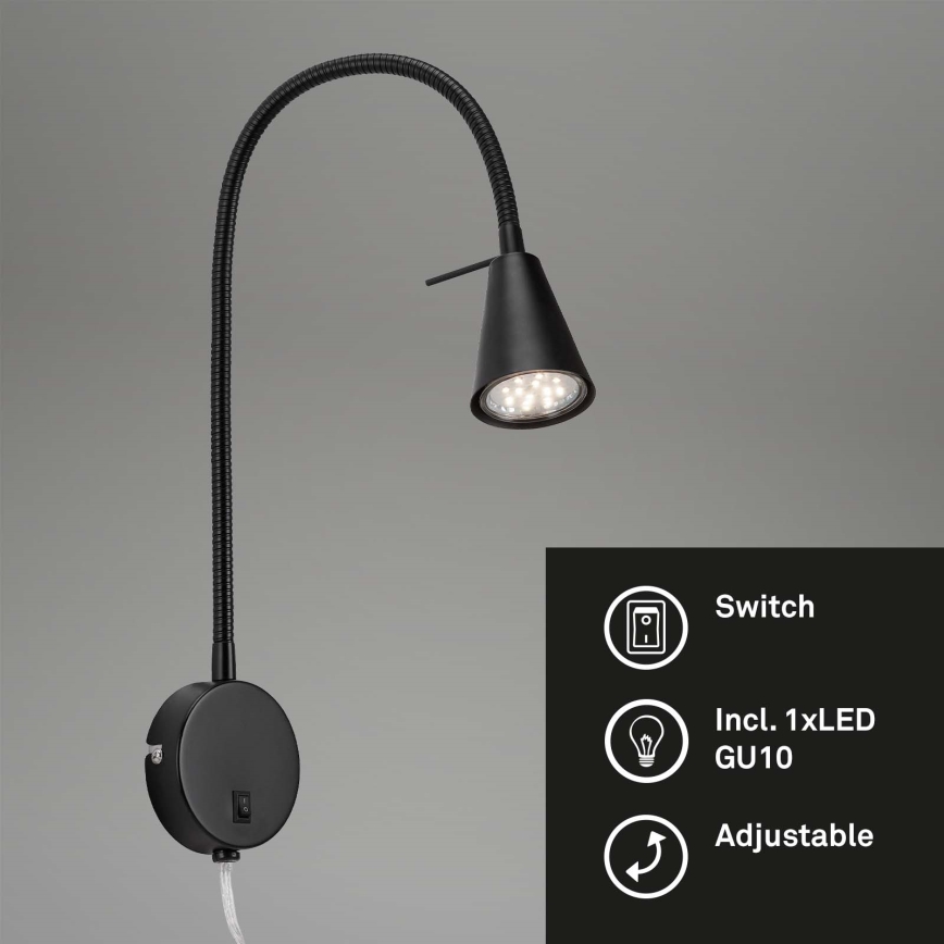 Briloner 2082-015 - LED Zidna lampa COMFORT LIGHT 1xGU10/5W/230V crno