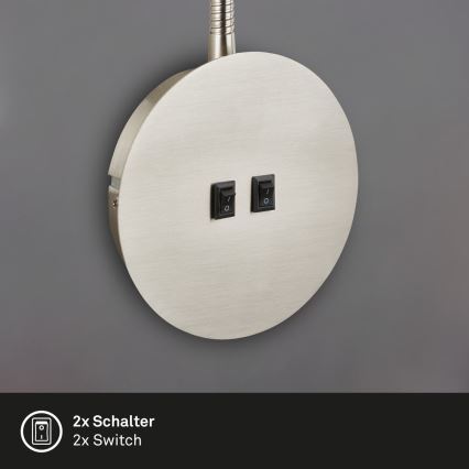 Briloner 2178012 - LED Fleksibilna zidna lampa 1xE14/10W/230V + LED/3W mat krom