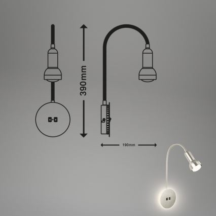 Briloner 2178012 - LED Fleksibilna zidna lampa 1xE14/10W/230V + LED/3W mat krom