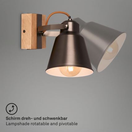 Briloner 2406-014 - Zidna reflektorska lampa RETRO 1xE27/40W/230V braon