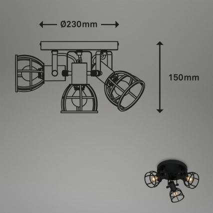 Briloner 2669-035 - Reflektorska lampa RETRO 3xE14/25W/230V