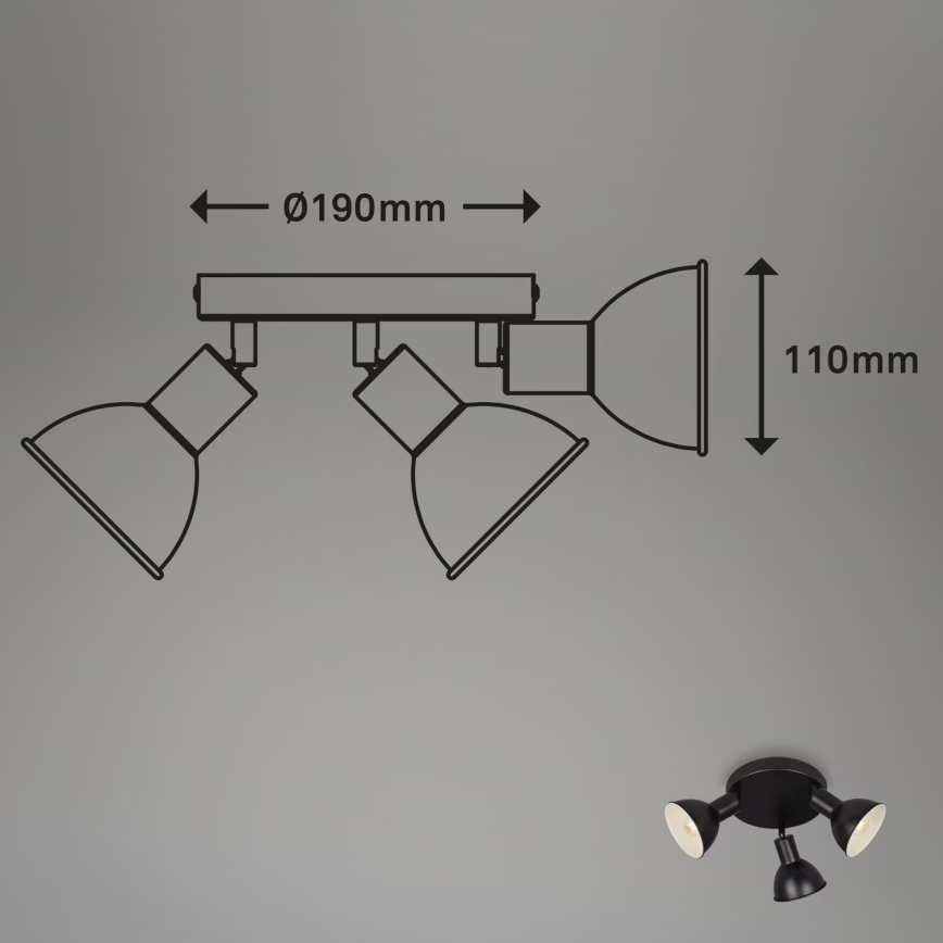 Briloner 2674-035 - Reflektorska lampa RETRO 3xE14/25W/230V crno