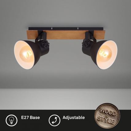 Briloner 2742-025 - Reflektorska lampa SPOTLIGHT 2xE27/40W/230V crno/braon