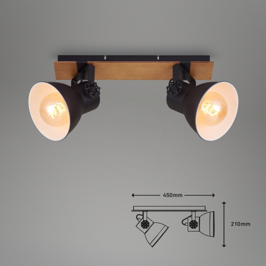 Briloner 2742-025 - Reflektorska lampa SPOTLIGHT 2xE27/40W/230V crno/braon