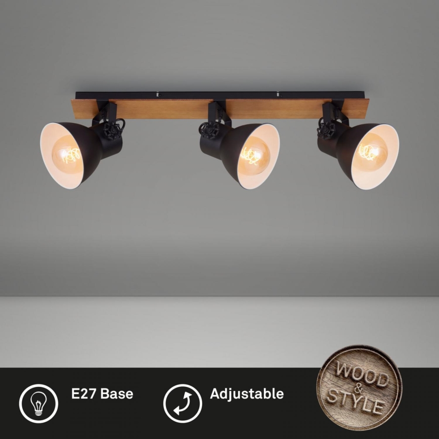 Briloner 2742-035 - Reflektorska lampa SPOTLIGHT 3xE27/40W/230V crno/braon