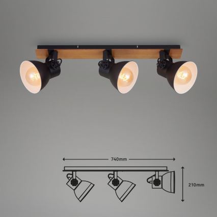 Briloner 2742-035 - Reflektorska lampa SPOTLIGHT 3xE27/40W/230V crno/braon