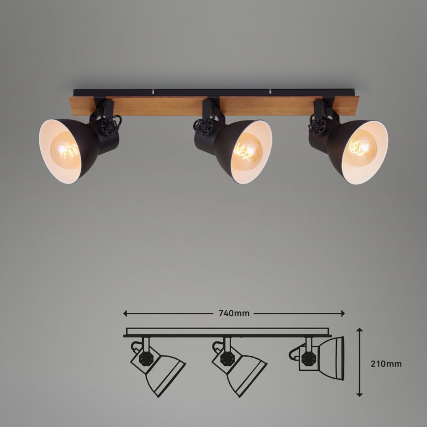 Briloner 2742-035 - Reflektorska lampa SPOTLIGHT 3xE27/40W/230V crno/braon