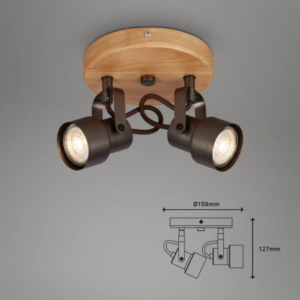 Briloner 2872-025R - LED Reflektorska lampa SPOTLIGHT 2xGU10/5W/230V braon