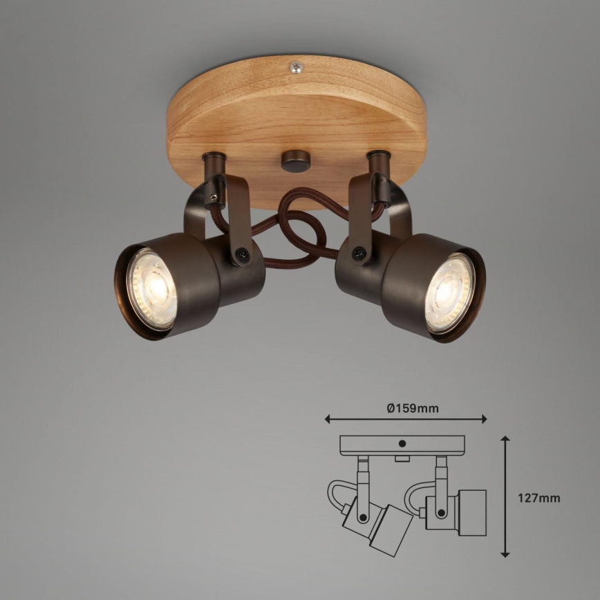 Briloner 2872-025R - LED Reflektorska lampa SPOTLIGHT 2xGU10/5W/230V braon