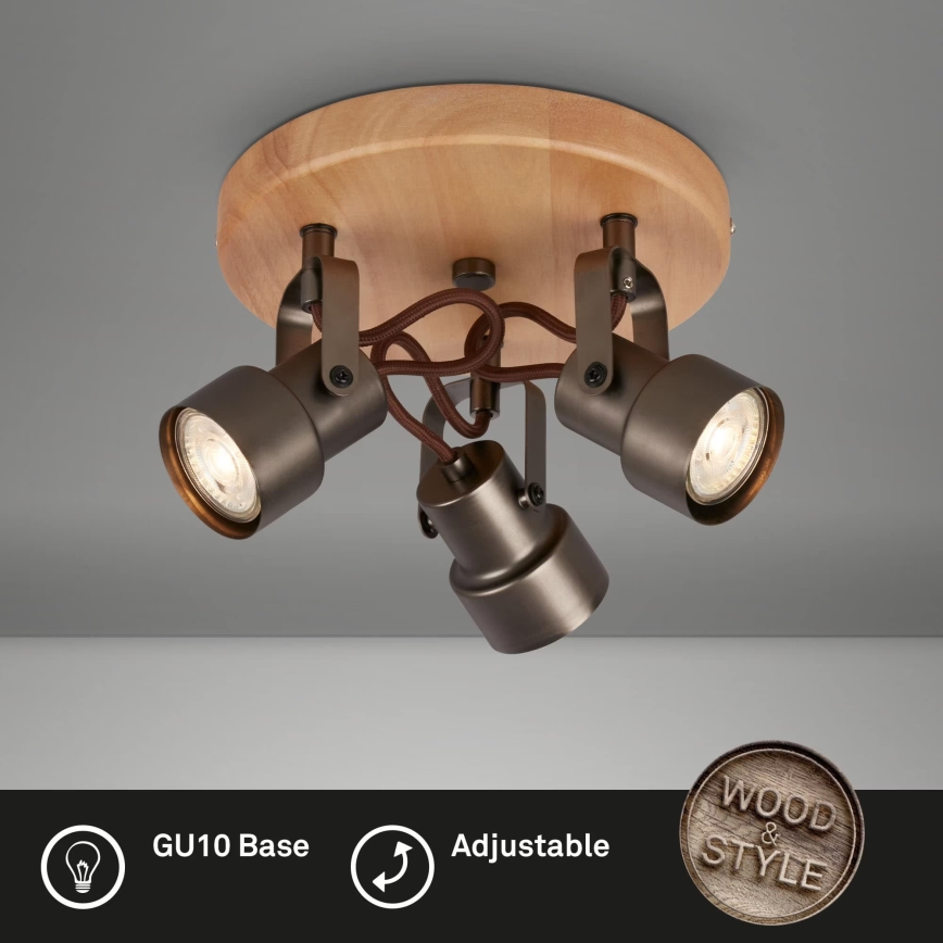 Briloner 2872-035 - LED Reflektorska lampa SPOTLIGHT 3xGU10/5W/230V braon