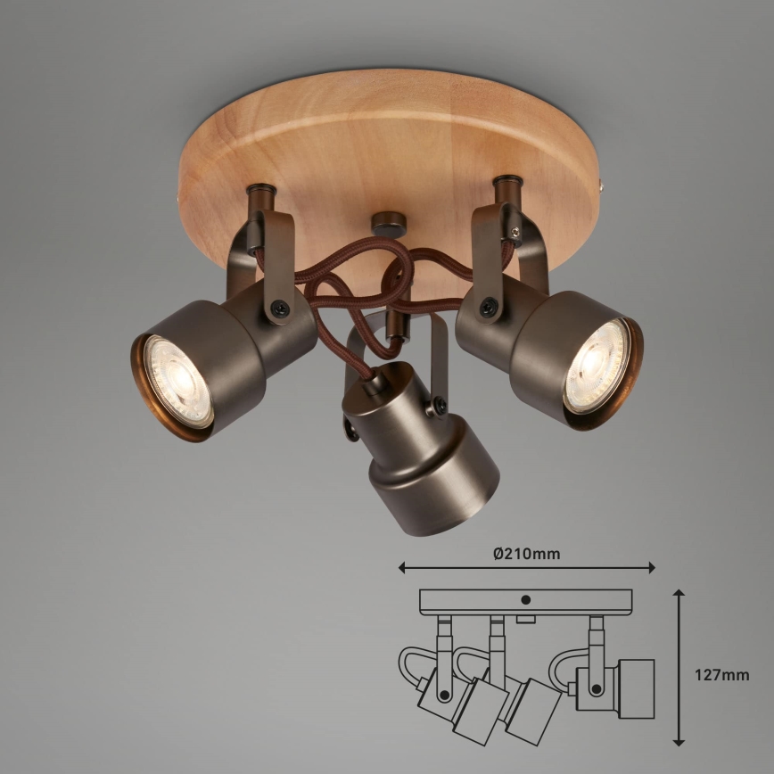 Briloner 2872-035 - LED Reflektorska lampa SPOTLIGHT 3xGU10/5W/230V braon