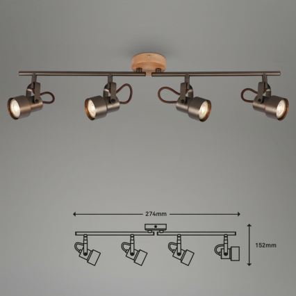 Briloner 2872-045 - LED Reflektorska lampa TAHUN 4xGU10/5W/230V 3000K braon