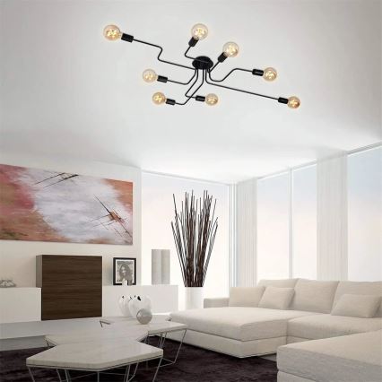 Briloner 2888-085 - Nadgradni luster FARETTO 8xE27/60W/230V crno