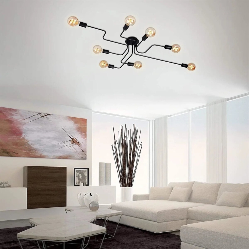 Briloner 2888-085 - Nadgradni luster FARETTO 8xE27/60W/230V crno