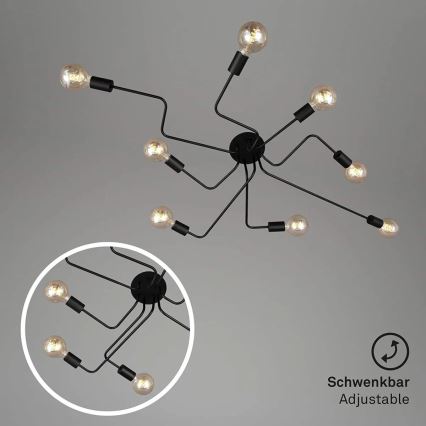 Briloner 2888-085 - Nadgradni luster FARETTO 8xE27/60W/230V crno