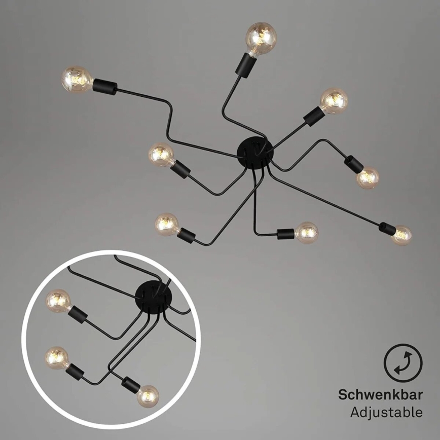 Briloner 2888-085 - Nadgradni luster FARETTO 8xE27/60W/230V crno